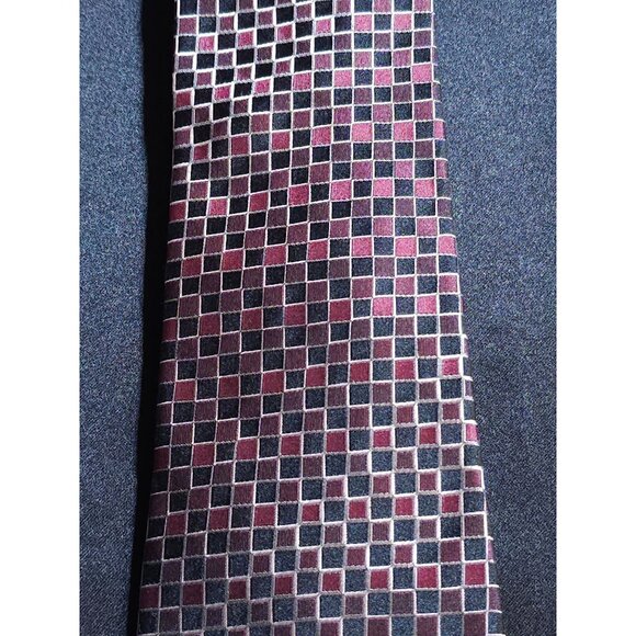 Alfani Mens Geometric Checkered Silk Tie Classic - Picture 9 of 13